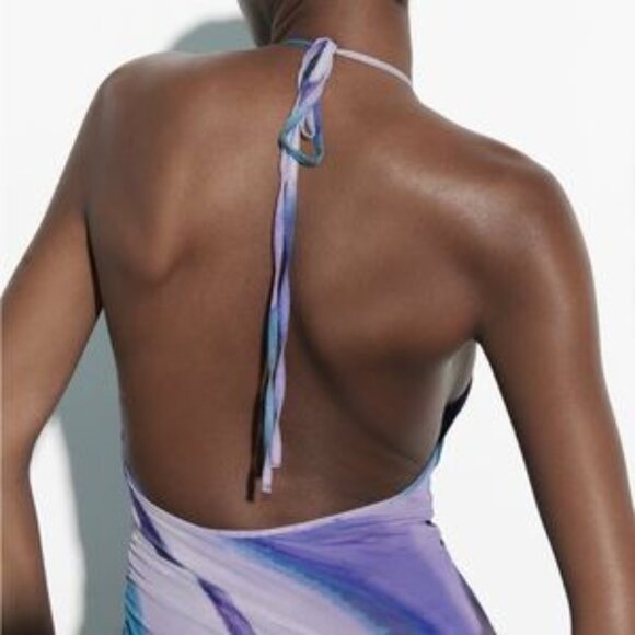 👗Zara Printed Tulle Dress, Purple NWT - XL - Picture 4 of 6